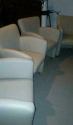 Lot de 4 fauteuils cuir blanc casser pour salon ou veranda, Maison & Meubles, Comme neuf, Enlèvement, Cuir