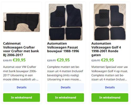 Volkswagen automatten op maat, Golf, Polo, Passat, nu 29.95€, Auto diversen, Auto-accessoires, Nieuw, Ophalen of Verzenden
