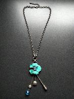 Ketting zilver met turquoise bloem., Enlèvement ou Envoi