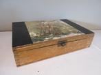 Oude antieke doos in hout houten doos schilderij marine, Antiek en Kunst, Ophalen