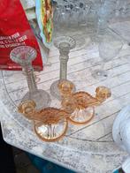 2 paar glazen kandelaars, Antiek en Kunst, Ophalen, Glas
