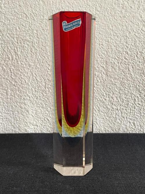 Flavio Poli – Seguso sommerso 6 hoekige vaas, Antiek en Kunst, Antiek | Glaswerk en Kristal, Ophalen of Verzenden