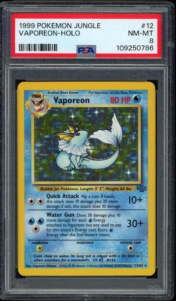 Vaporeon Holo PSA 8 - 12/64 - Jungle 1999 beschikbaar voor biedingen