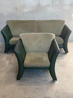 Leder alcantara canape of zetel en club, Huis en Inrichting, Zetels | Zetels, Ophalen, Gebruikt, Driepersoons, Rechte bank