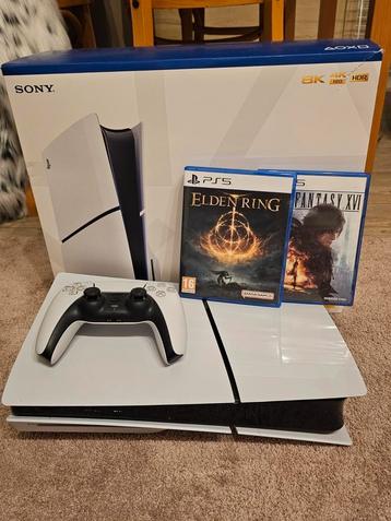 Playstation 5 + controller + doos + 2 games beschikbaar voor biedingen