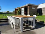 Vinci tuintafel wit aluminium met 6 kuipstoelen, Tuin en Terras, Ophalen, Gebruikt, Rechthoekig, Aluminium