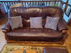 Complete salon (3-zit, 2-zit, 1-zit, poef, tafel, hoektafel), Ophalen, Gebruikt, Leer, Vintage