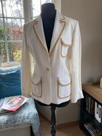 SCAPA ecru linnen blazer met camel afboording - 40, Kleding | Dames, Maat 38/40 (M), Scapa, Beige, Ophalen of Verzenden