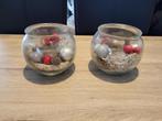 Kerstversiering met kerstballen en theelichthouder, Diversen, Kerst, Ophalen of Verzenden, Gebruikt