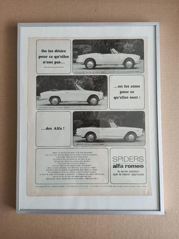 Oude Reclame (in lijst) Alfa Romeo Spider (1963)France 40x30 beschikbaar voor biedingen