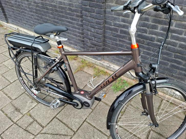Zeldzaam mooieTrek e-bike TM400+ Bosch middenmotor 55cm 24 v, Fietsen en Brommers, Elektrische fietsen, Zo goed als nieuw, Ophalen