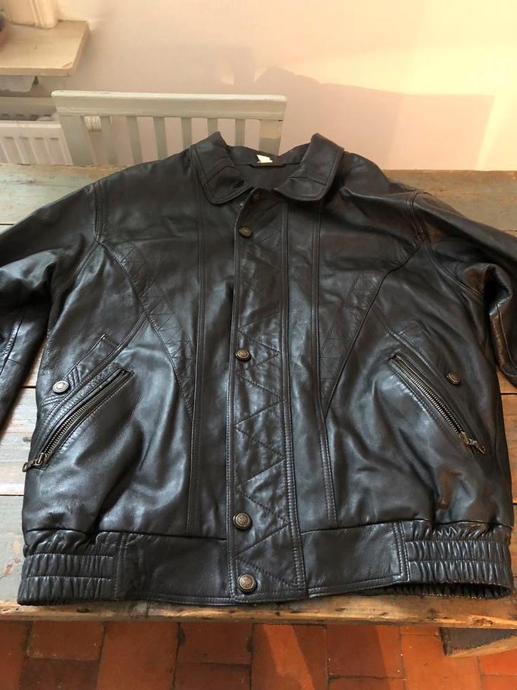 VINTAGE LEREN JAS VEST JACKET ZEER ZACHT EN KWALITEIT ZWART, Kleding | Heren, Jassen | Winter, Maat 48/50 (M), Zwart, Ophalen of Verzenden
