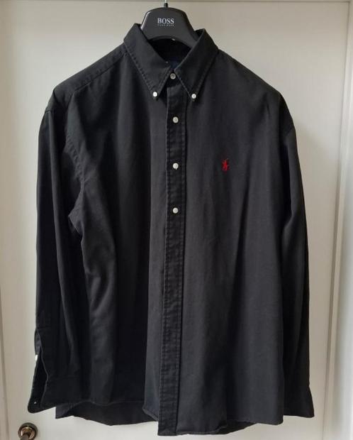 Vintage Zwart Winter Overhemd Polo By Ralph Lauren - XL, Kleding | Heren, Overhemden, Zo goed als nieuw, Halswijdte 43/44 (XL)