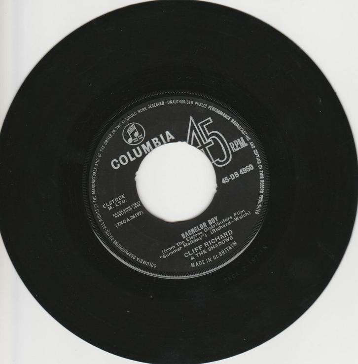45T vinyl single'Bachelor boy' van Cliff Richard&The Shadows, Cd's en Dvd's, Vinyl Singles, Gebruikt, Single, Pop, 7 inch, Ophalen of Verzenden