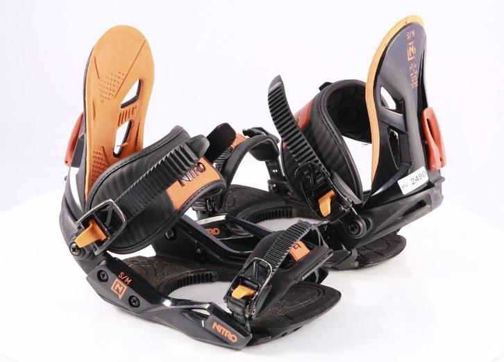 S M snowboard bindingen NITRO FREESTYLE CUSTOM, black/orange, Sport en Fitness, Snowboarden, Gebruikt, Bindingen, Verzenden