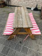 Leuke Kinder picknicktafel inclusief de kussentjes., Tuin en Terras, Gebruikt, Rechthoekig, Hout, Ophalen