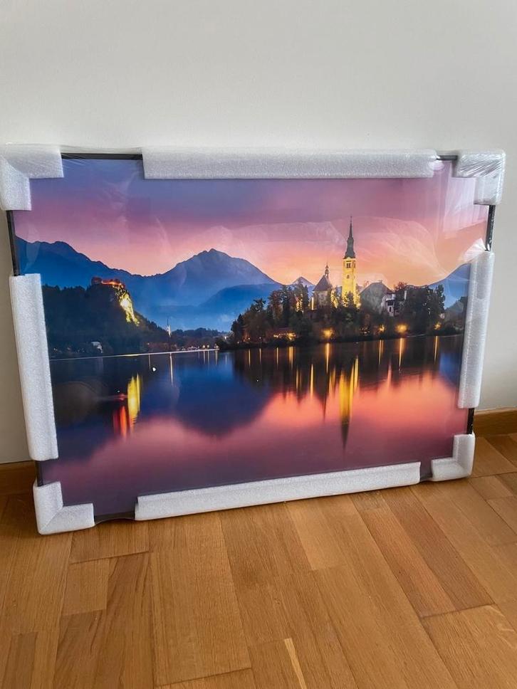 Moderne ingelijste afbeelding, glas in aluminum kader, Antiek en Kunst, Kunst | Schilderijen | Abstract, Ophalen