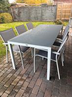 Tuintafel met stoelen, Tuin en Terras, Tuintafels, Ophalen, Zo goed als nieuw, Rechthoekig, Aluminium