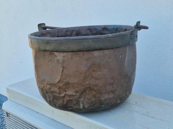 7300 gram zware koperen houtketel ,   plantenhouder , antiek, Antiek en Kunst, Antiek | Brons en Koper, Koper, Ophalen of Verzenden