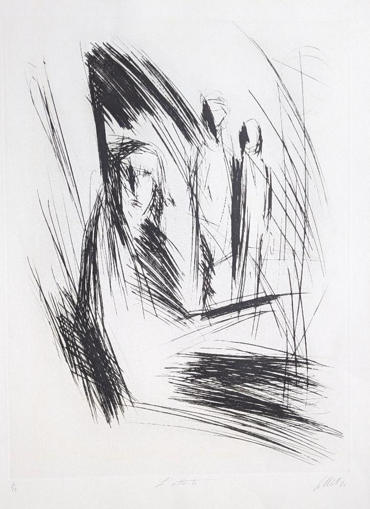 Louis Collet - l'attente - point sèche - petite édition !, Antiquités & Art, Art | Eaux-fortes & Gravures, Enlèvement ou Envoi