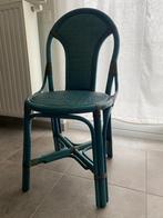 Set van 4 eetkamerstoelen, Huis en Inrichting, Stoelen, Ophalen, Gebruikt, Blauw, Riet of Rotan