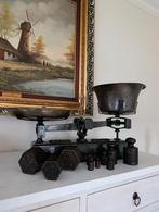 Weegschaal 10kg, kleur zwart met koper schalen, Antiek en Kunst, Ophalen