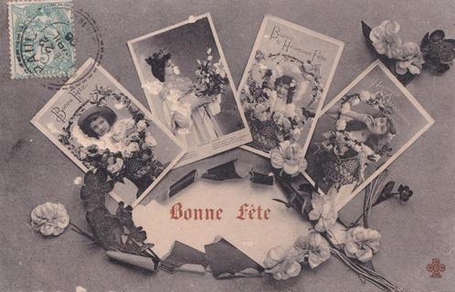 Carte postale originale « Bonne Fête » (1900), Collections, Cartes postales | Thème, Affranchie, Avant 1920, (Jour de) Fête, Enlèvement ou Envoi
