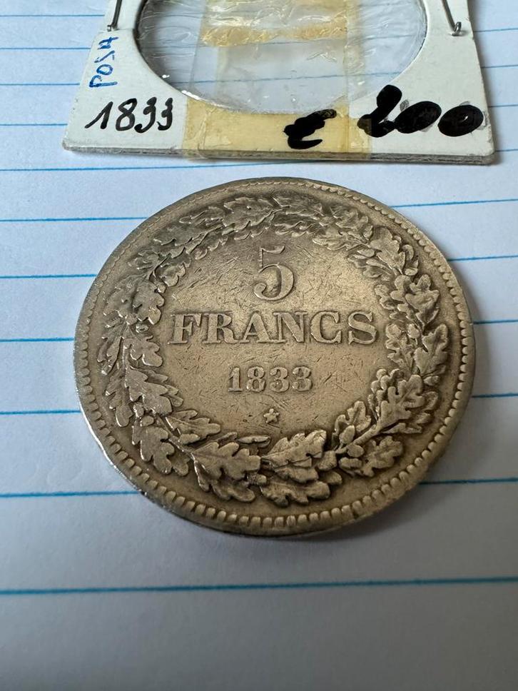 5 Francs Leopold 1 Pos. A 1833 zilver (206), Postzegels en Munten, Munten | België, Zilver, Zilver, Ophalen of Verzenden