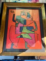 Affiche encadrée style cubiste coloré, rappelant Paul Klee, Antiek en Kunst, Ophalen