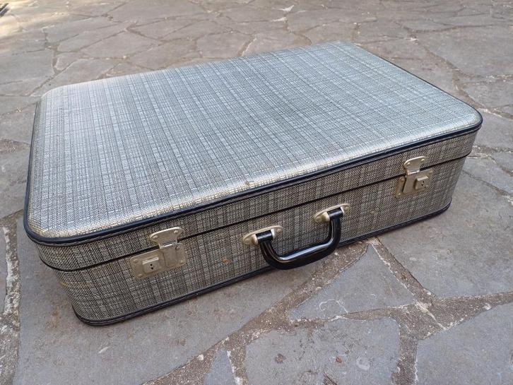 Vintage koffer grijs zwart geruit, Handtassen en Accessoires, Koffers, Gebruikt, Ophalen
