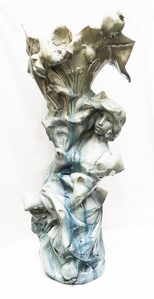 Vase monumental Art Nouveau (88 cm de haut !) - Van Hove., Antiquités & Art, Antiquités | Céramique & Poterie, Enlèvement ou Envoi