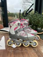 Skeelers Oxelo roze maat 38-41 met bescherming, Sport en Fitness, Skeelers, Verstelbaar, Kinderen, Zo goed als nieuw, Inline skates 4 wielen