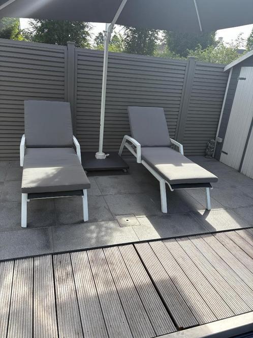 Coussins chaise longue gris - 2 pièces, Tuin en Terras, Ligbedden, Zo goed als nieuw, Textileen, Ophalen