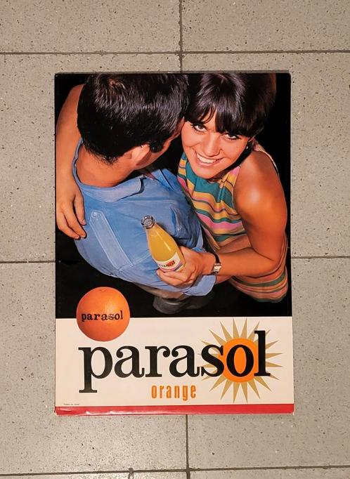 Mooie oude parasol reclame met takszegel 1971, Verzamelen, Biermerken, Ophalen