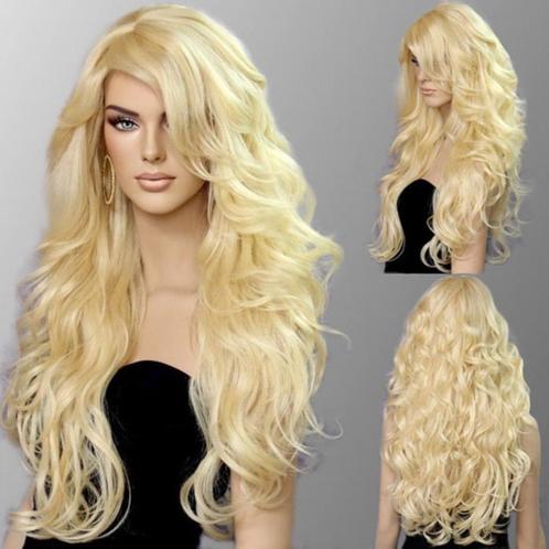 Pruik lang lichtblond haar met slagen model Vienna kleur 613, Handtassen en Accessoires, Uiterlijk | Haarverzorging, Nieuw, Pruik of Haarverlenging