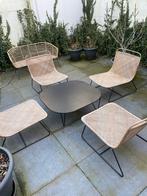 5-delige Design Tuinset in Natuurlijke Rotan, Tuin en Terras, Ophalen, 4 zitplaatsen, Gebruikt, Rotan