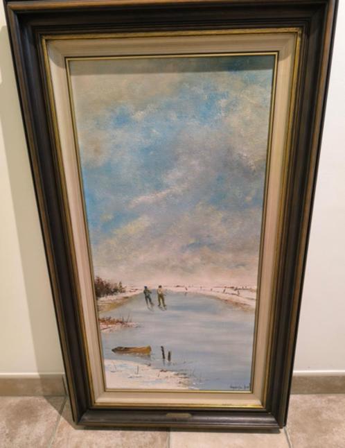 Schilderij Noël Vandorpe- – "De Schaatsers", Antiek en Kunst, Kunst | Schilderijen | Klassiek, Ophalen