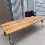 Table basse en bois avec pieds en fonte (industrielle), Comme neuf, Enlèvement