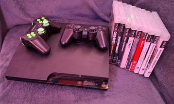 playstation 3 met 2 controllers en 10 games beschikbaar voor biedingen