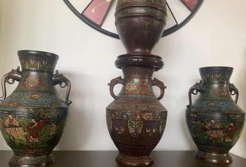 4 MAGNIFICENT CLOISONNÉ MEIJI COLLECTION SUPER SIZE beschikbaar voor biedingen