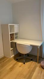 Witte Ikea Kallax kast met bureau, bureaustoel en accessoire, Huis en Inrichting, Gebruikt, Ophalen, Bureau