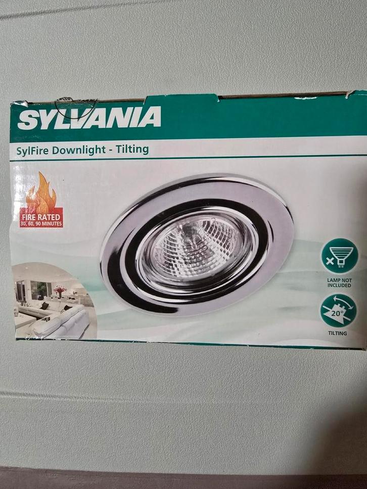 Sylvania kantelbare inbouwspot, voor GU10 lamp. Nieuw 3stks, Huis en Inrichting, Lampen | Spots, Nieuw, Metaal of Aluminium, Led