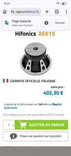 Subwoofer hifonics 38, Autos : Divers, Haut-parleurs voiture, Enlèvement, Comme neuf