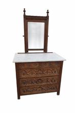 Antieke waskast / commode met spiegel en marmeren blad, Enlèvement