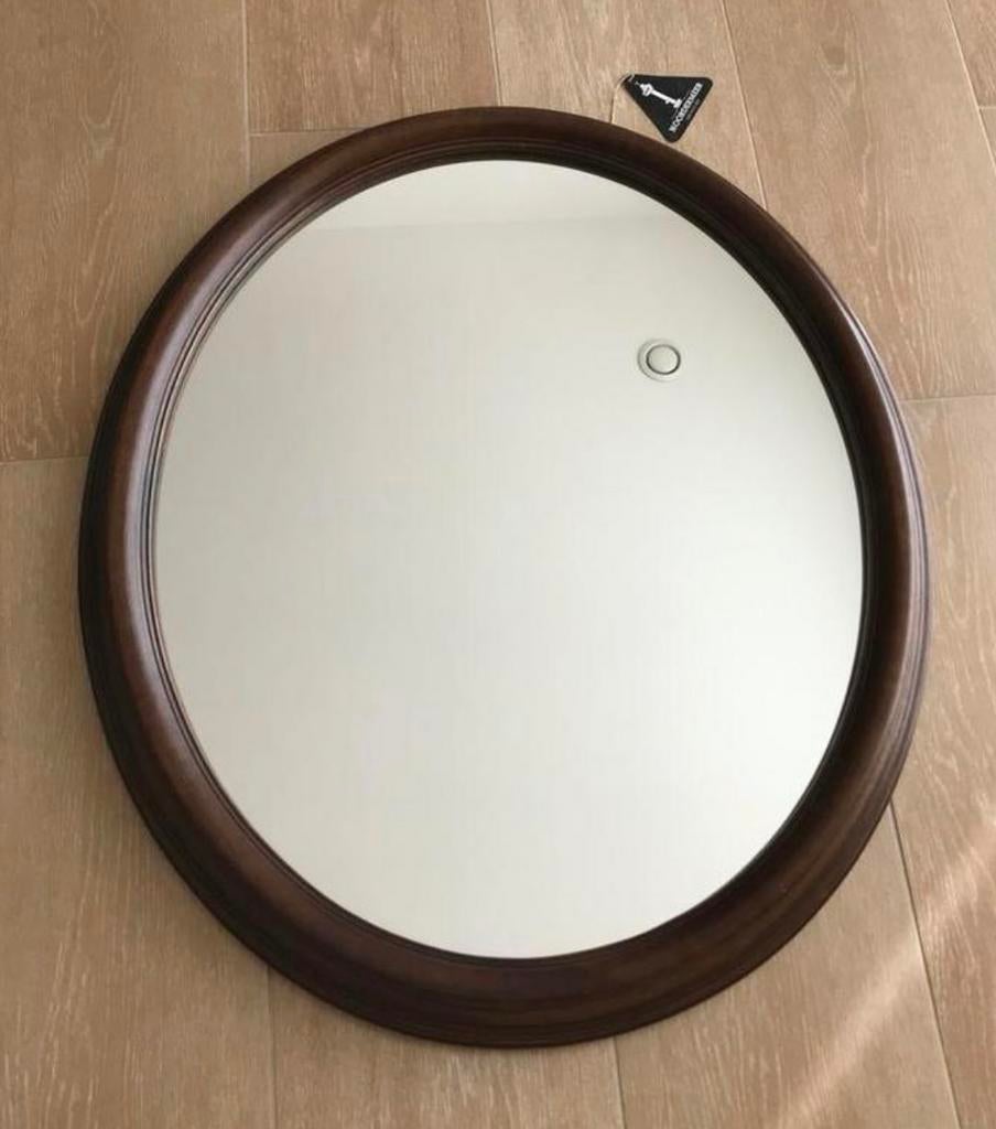 Miroir ancien ovale en bois, Antiquités & Art, Enlèvement, Ovale, 50 à 100 cm, Moins de 100 cm