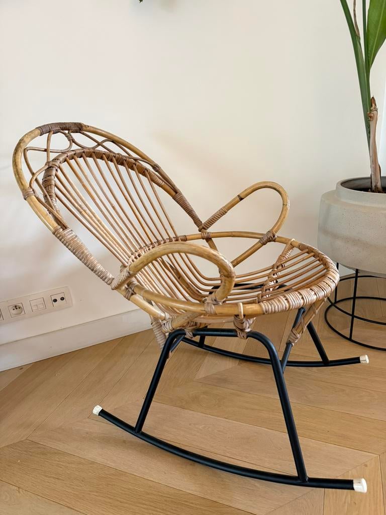 Vintage rotan schommelstoel, Kinderen en Baby's, Ophalen, Gebruikt