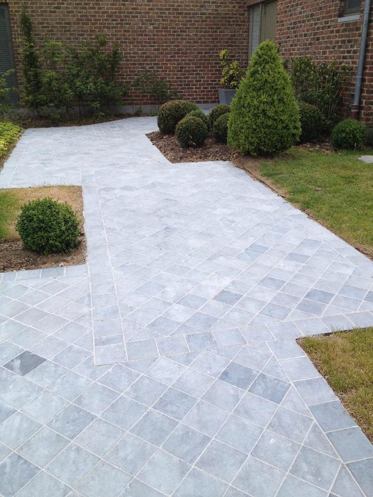 232m² Pavés 15x15x8cm Pierre bleue du Hainaut Brut de sciage, Jardin & Terrasse, Pavé & Dalles, Neuf, Autres types, Pierre naturelle