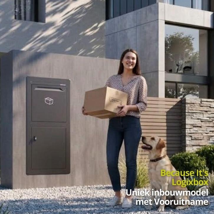 Logixbox - Pakketbrievenbus - Inbouw -- GRATIS Accessoires, Tuin en Terras, Brievenbussen, Nieuw, Staande brievenbus, Staal, Inbouw