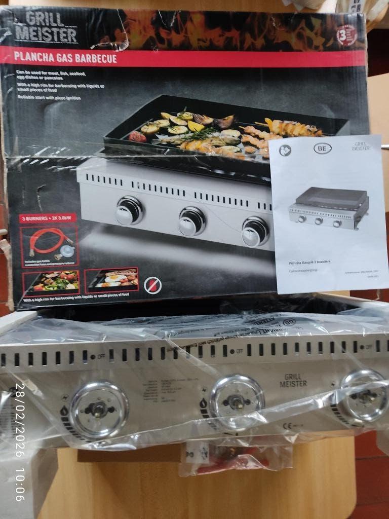 Plancha gaz 3 brûleurs Grillmeister, Jardin & Terrasse, Barbecues à gaz, Enlèvement, Neuf