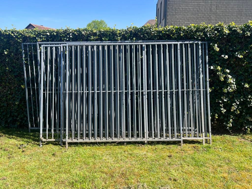 Hondenren 2x5x2 meter + gratis hondenhok, Jardin & Terrasse, Clôtures de jardin, Enlèvement, Utilisé, Fer, Avec portail